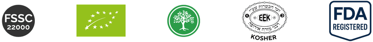 Certifications - FSSC 22000, EU Organic, Organic Certification, Kosher, FDA Registered