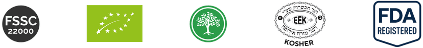Certifications - FSSC 22000, EU Organic, Organic Certification, Kosher, FDA Registered